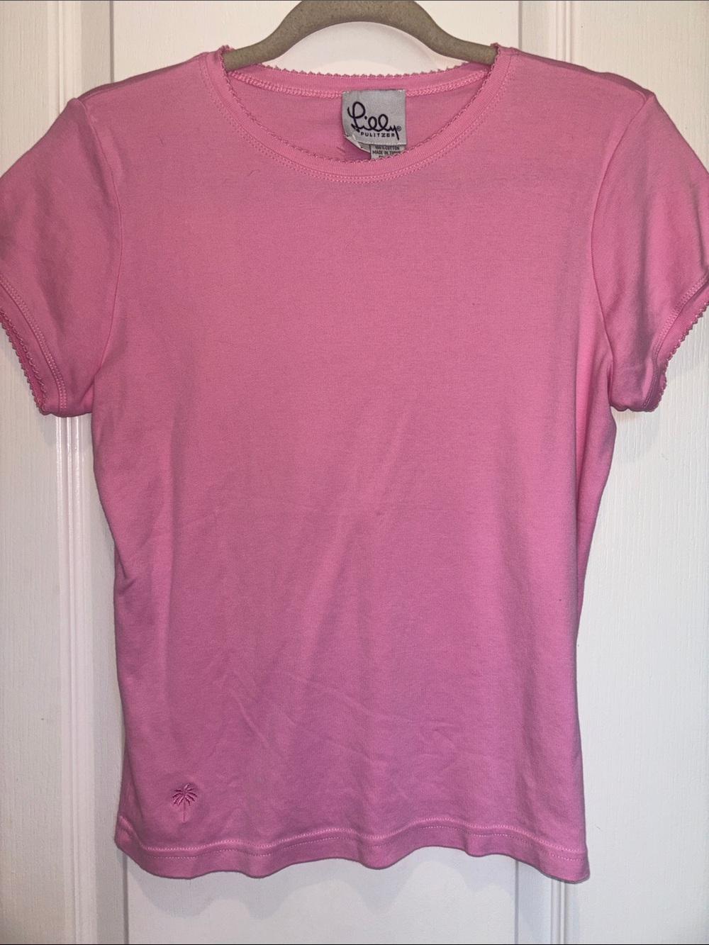 LILLY PULITZER PINK TEE SHIRT CAP SLEEVES SIZE XL PRELOVED GOOD CONDITION